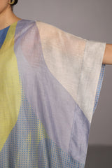 Sepal Blueberry & Coral Yellow Kaftan Set