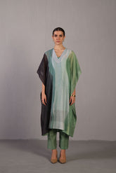 Ripple Black & Cool Green Kaftan Set