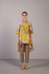 Candy Floss Smoky Beige & Bright Yellow Kurta Set