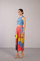 Patch Coral Red & Blue Co-Ord Se