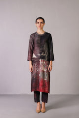 Horizon Grey & Maroon Kurta Set