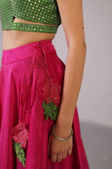 Swasha Green & Pink Lehanga Set