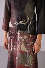 Horizon Grey & Maroon Kurta Set