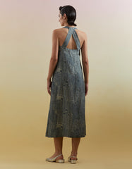 Scribe Indigo & Slate Halter Dress