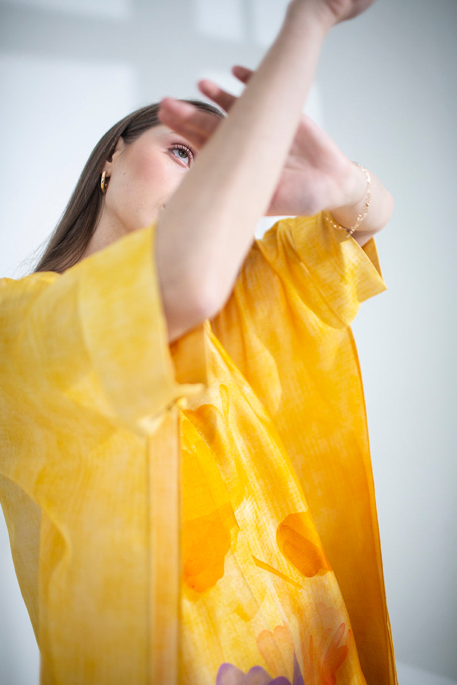 Yellow & orange asymmetric kurta set