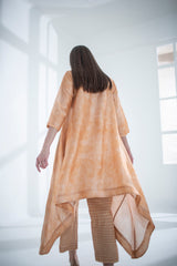 Light peach high low kaftan set