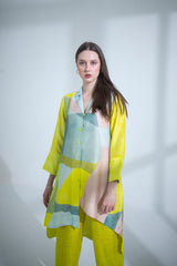 Deep yellow high low kurta set