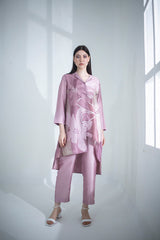 Mauve pink high low kurta set