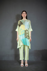 Light green asymmetric kurta set