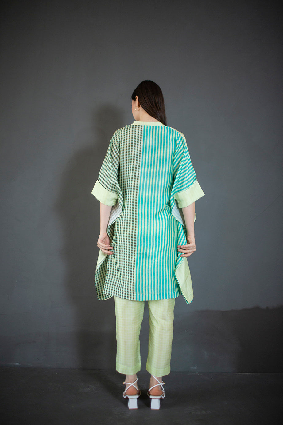 Light green asymmetric kurta set