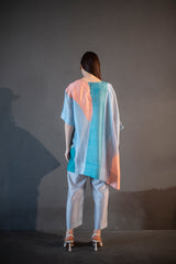 blue & orange one side kaftan sleeve set