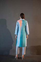 Blue & orange high low kurta set