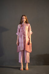 Mauve pink asymmetric kurta set