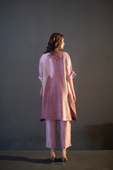 Mauve pink asymmetric kurta set