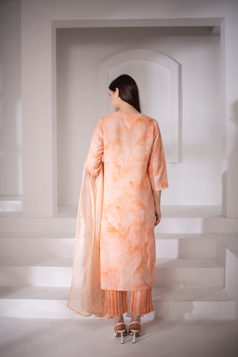 Pastel orange three piece linen set