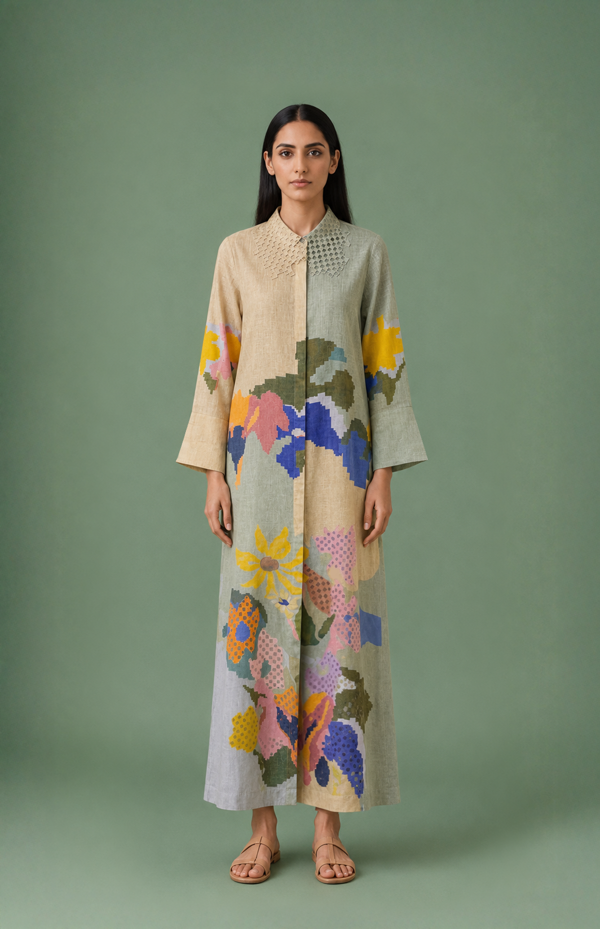 Ikat Cutwork Flow Dress