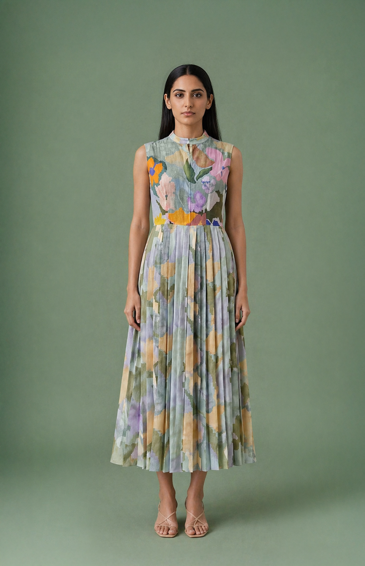 Ikat Pleated Dress