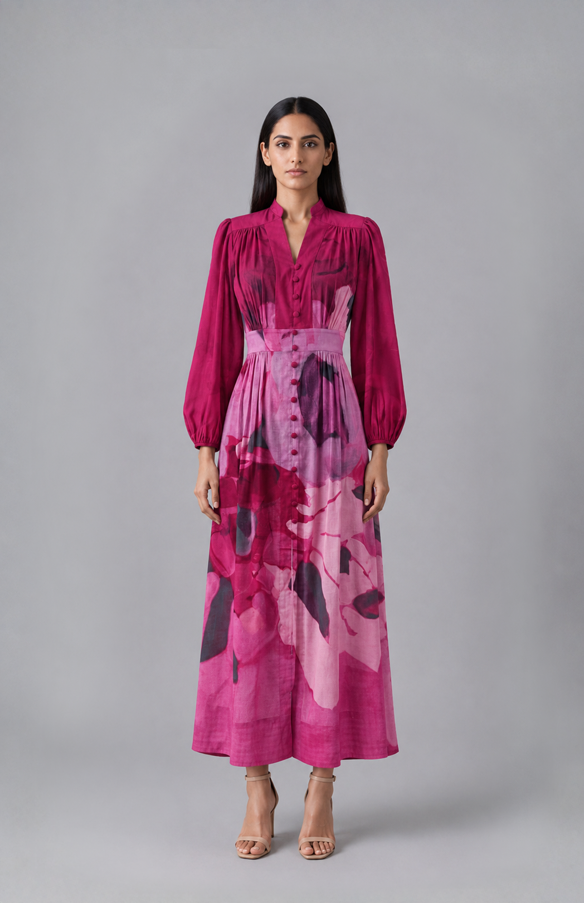 Vela Gathered Midi Dress