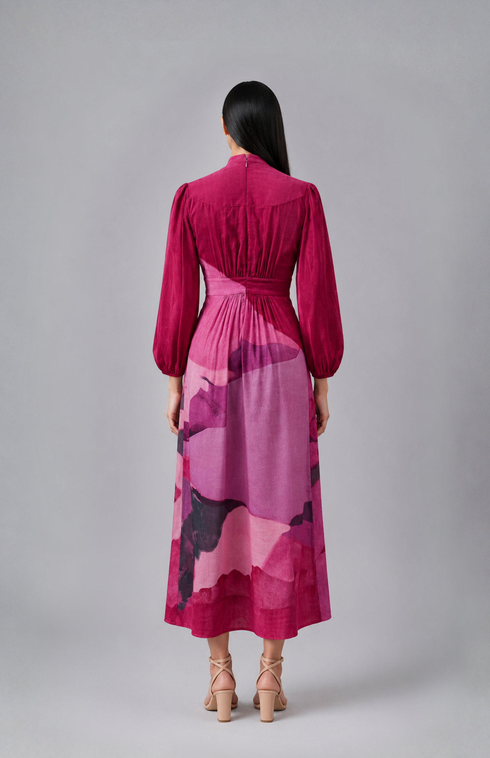 Vela Gathered Midi Dress