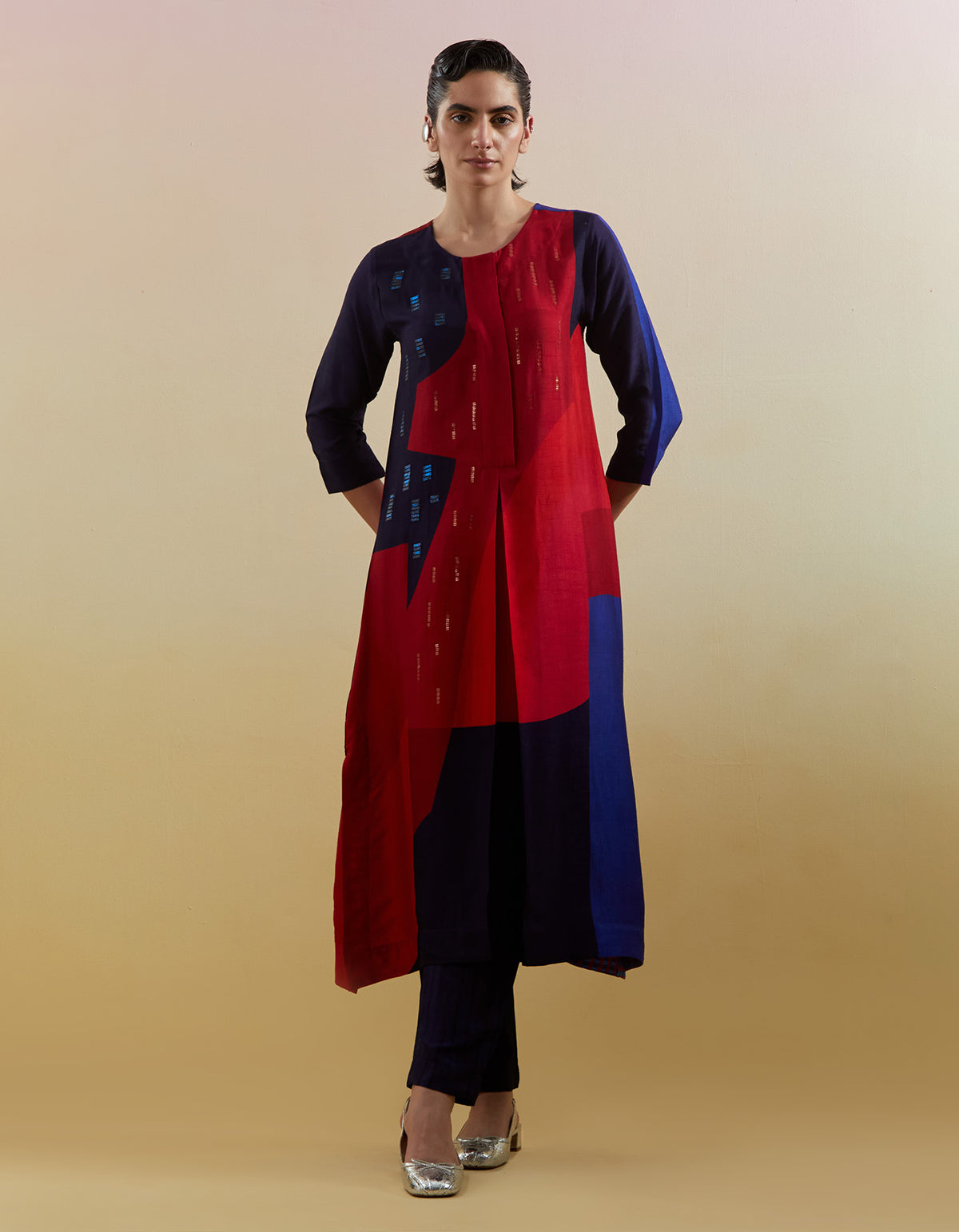 Zenith Navy & Red Kurta Set