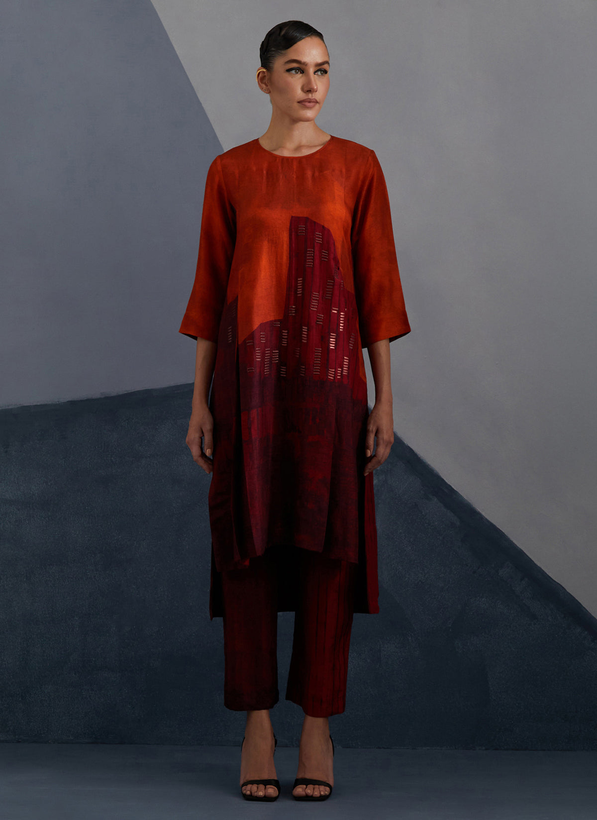 Omen Rust & Crimson Kurta Set