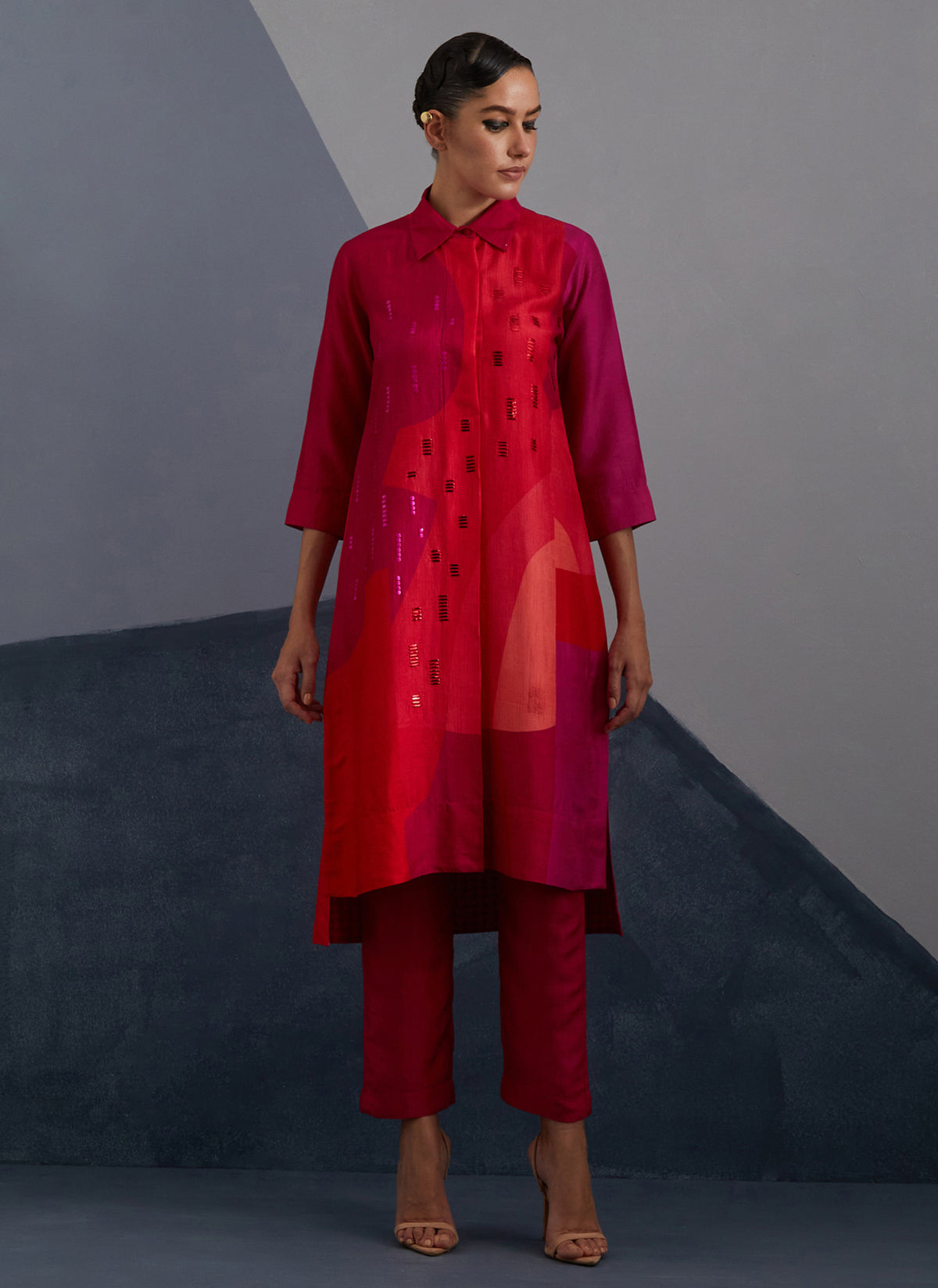 Zenith Vermilion & Fuchsia Kurta Set