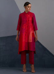 Zenith Vermilion & Fuchsia Kurta Set