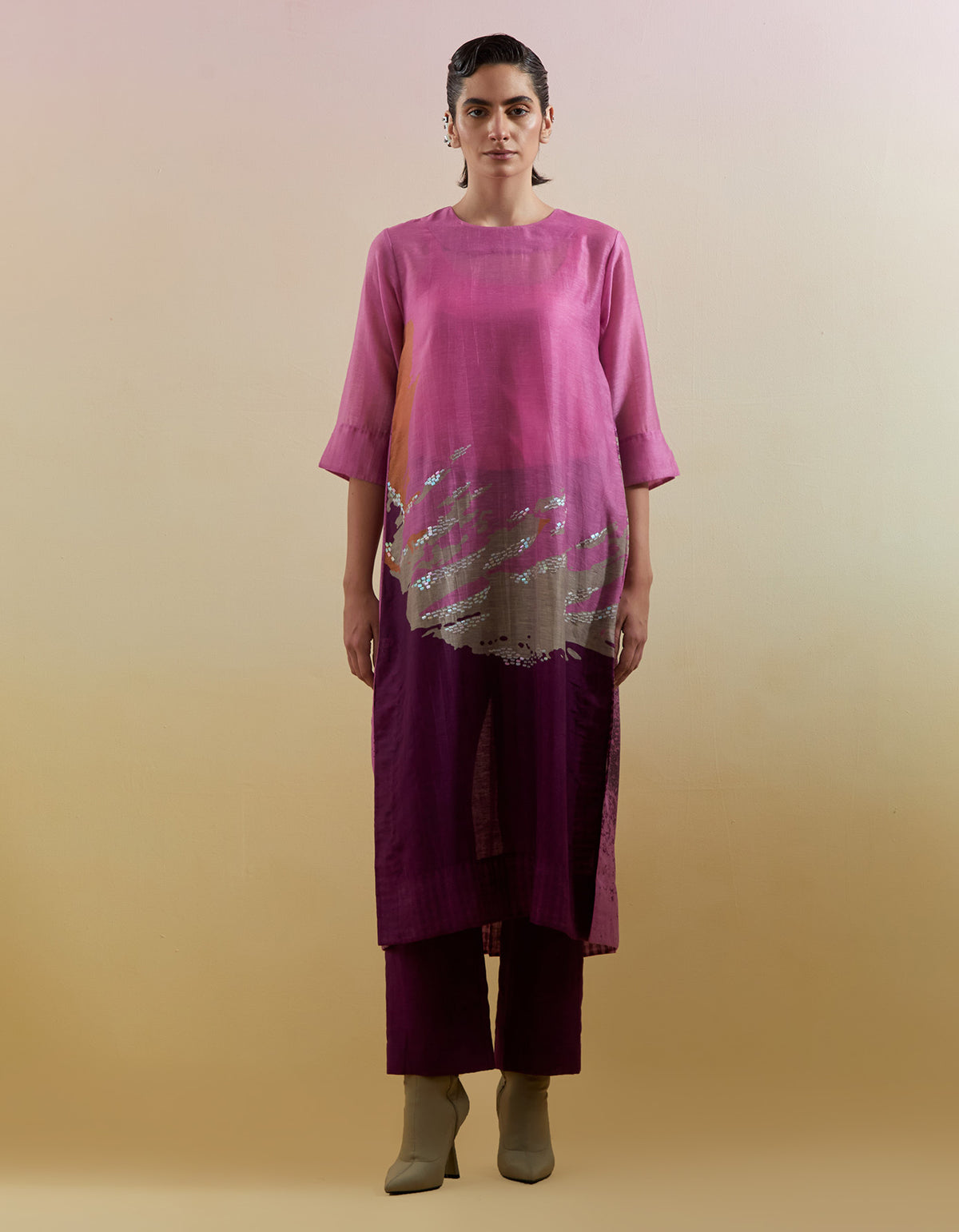 Gliss Pink & Purple Kurta Set