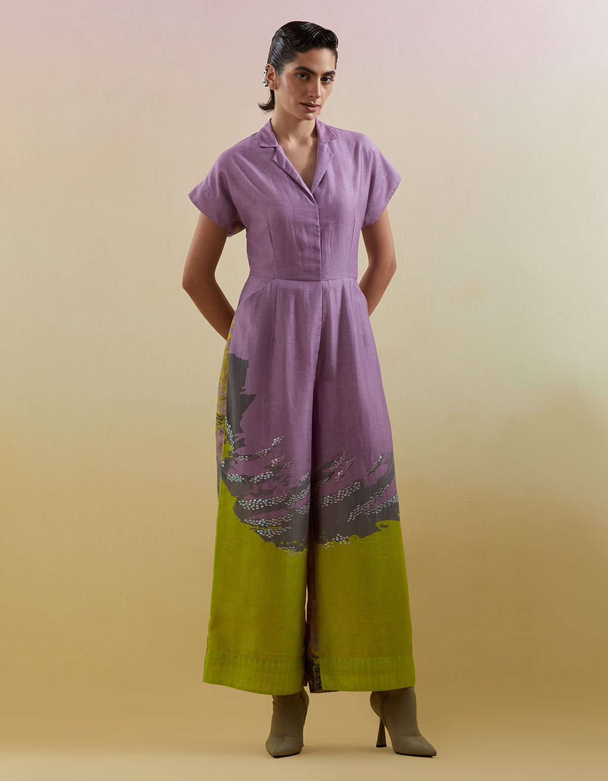 Gliss Lilac & Neon Green Jumpsuit