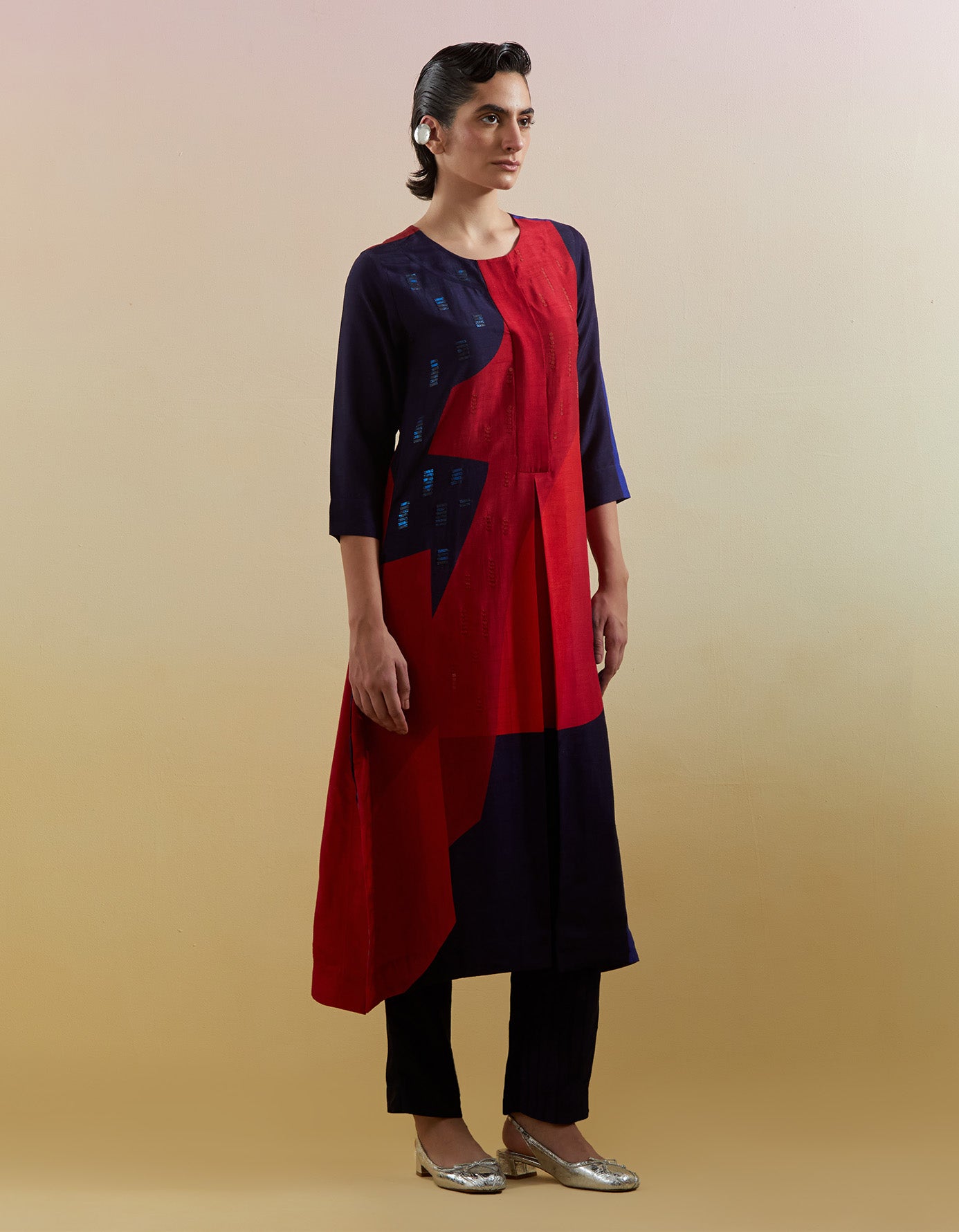 Zenith Navy & Red Kurta Set