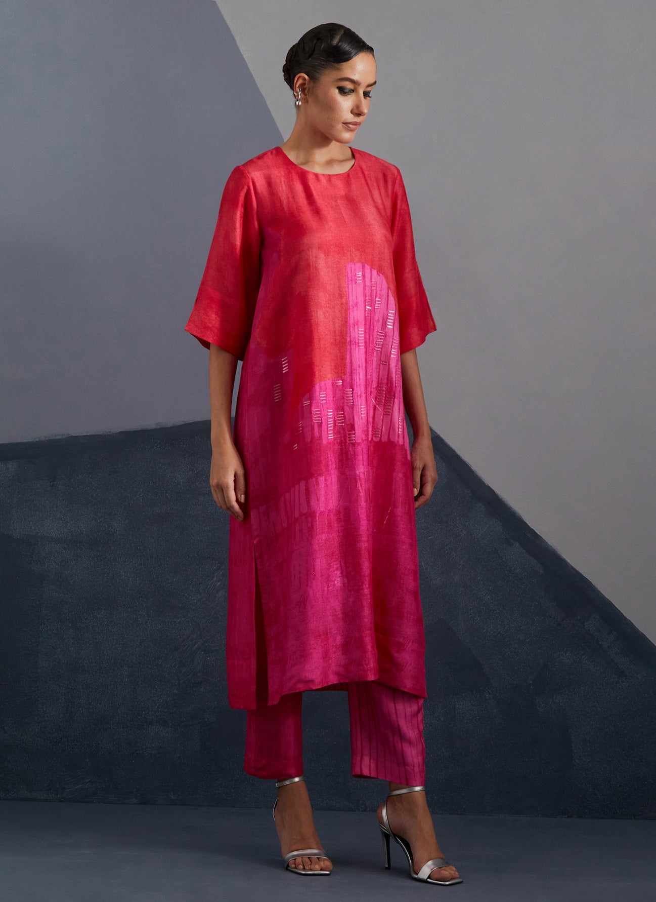 Omen Vermilion & Fuchsia Kurta Set
