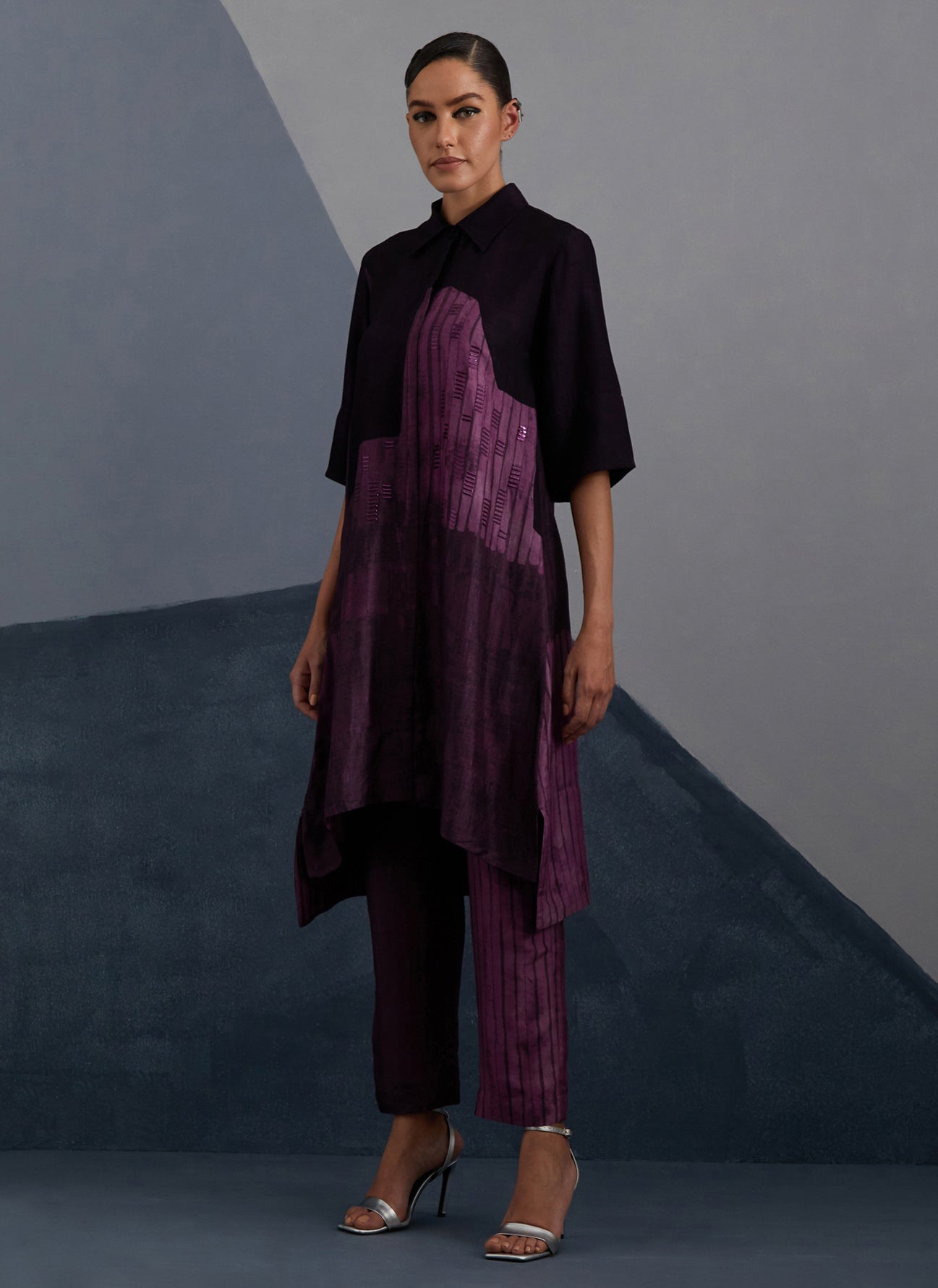 Omen Plum & Indigo Kurta Set