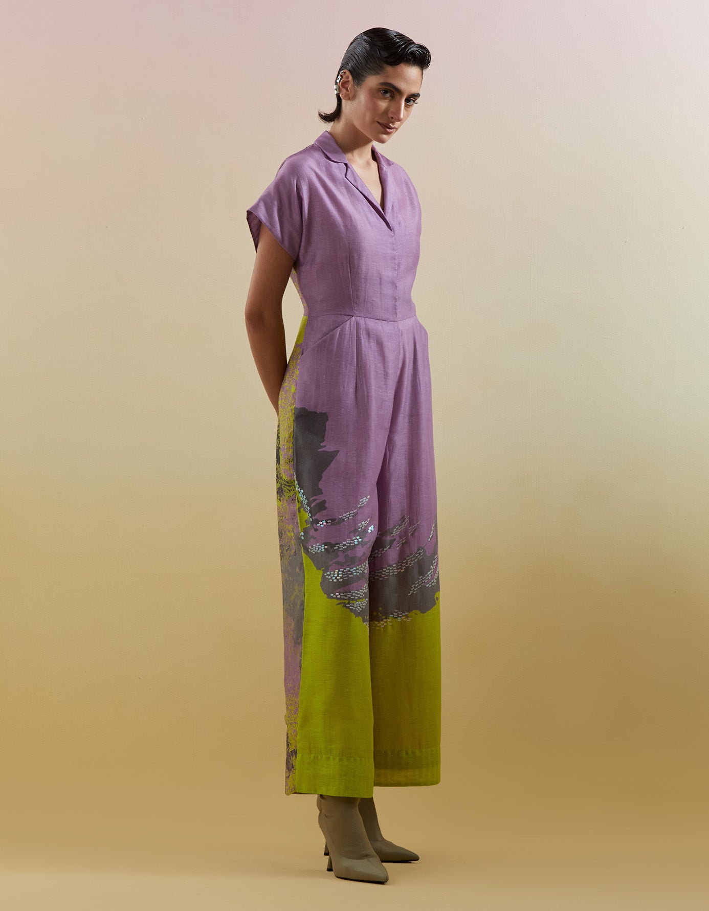 Gliss Lilac & Neon Green Jumpsuit