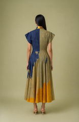 Ikat Cutwork Collar Midi Dress