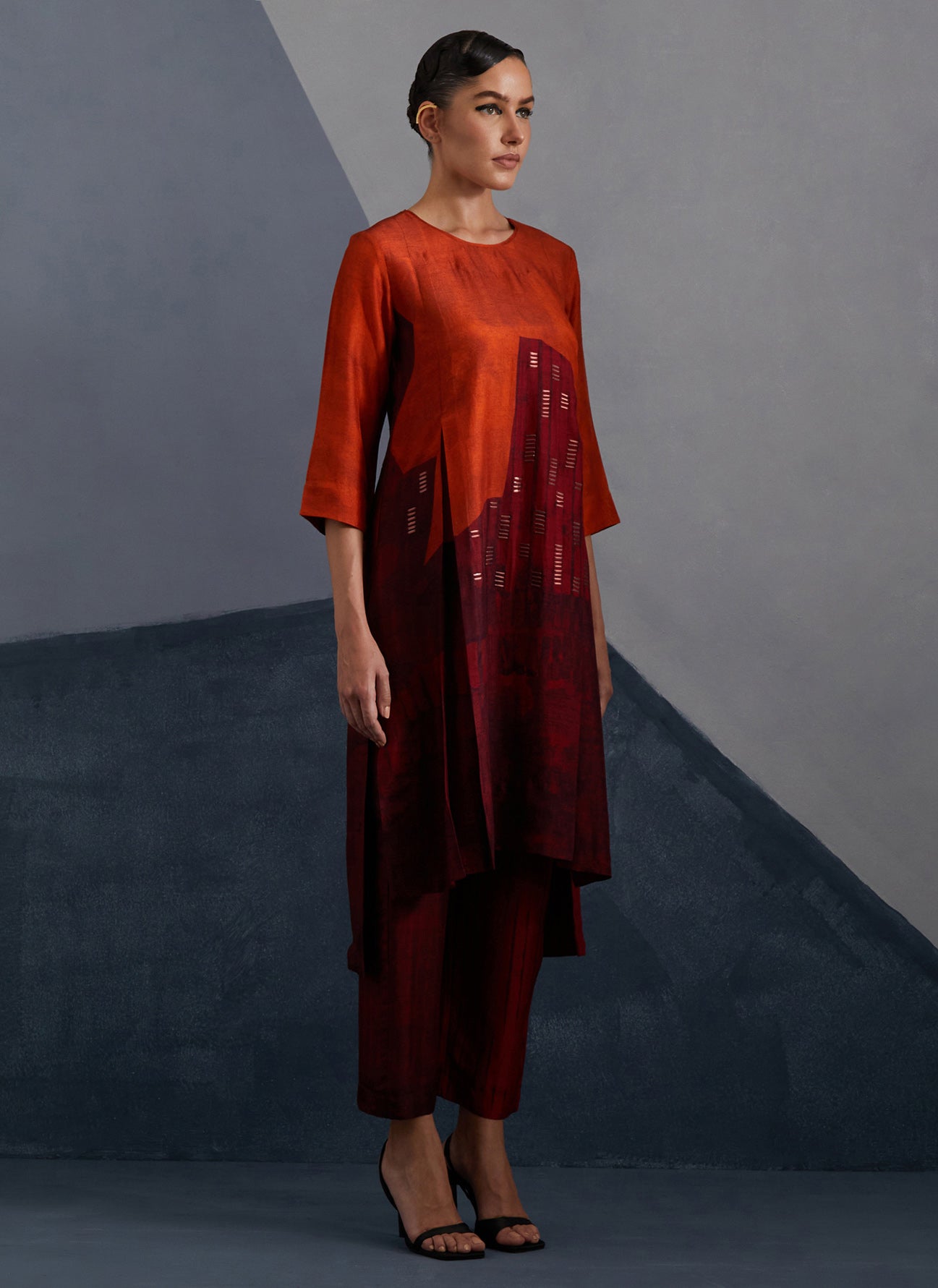 Omen Rust & Crimson Kurta Set
