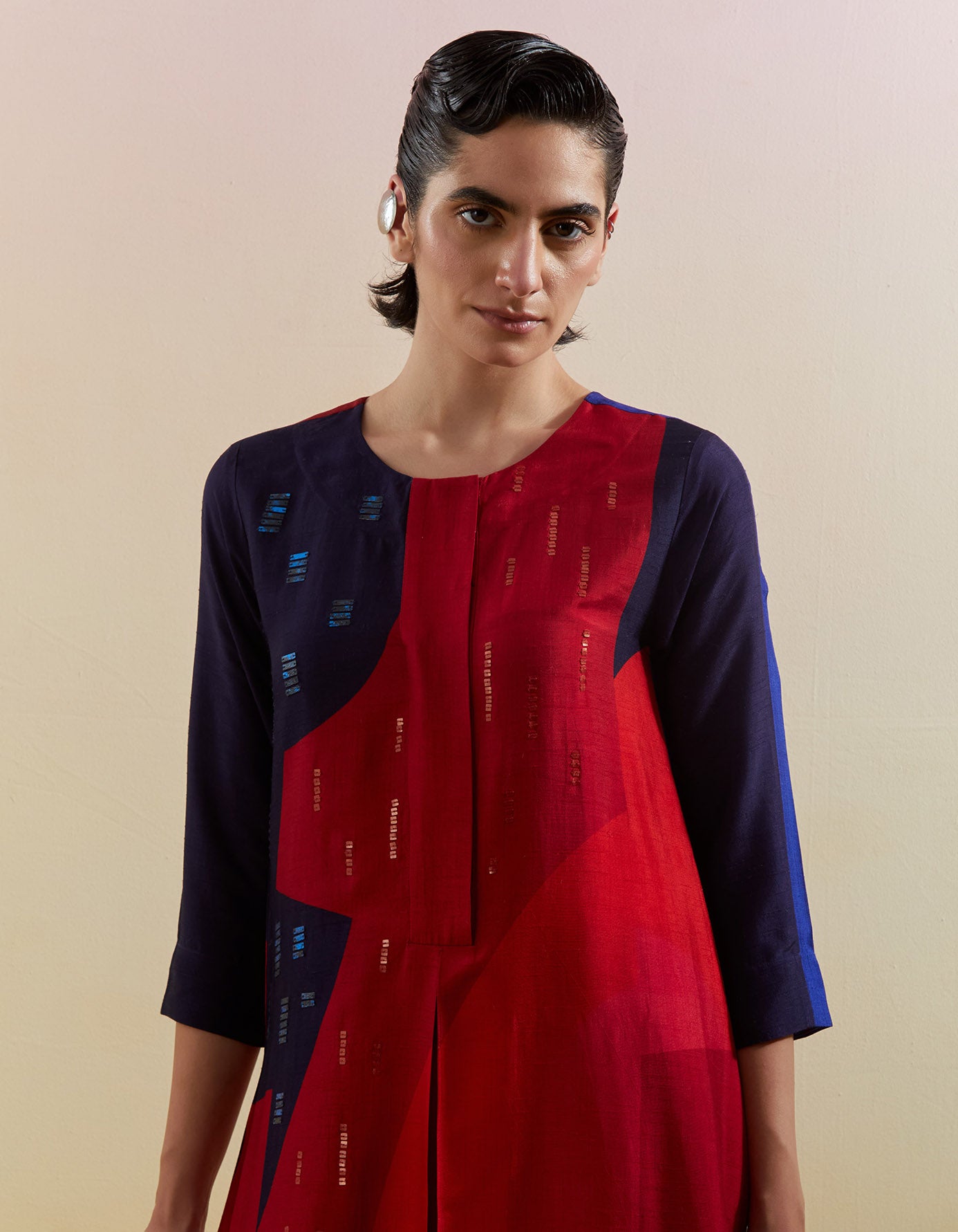 Zenith Navy & Red Kurta Set