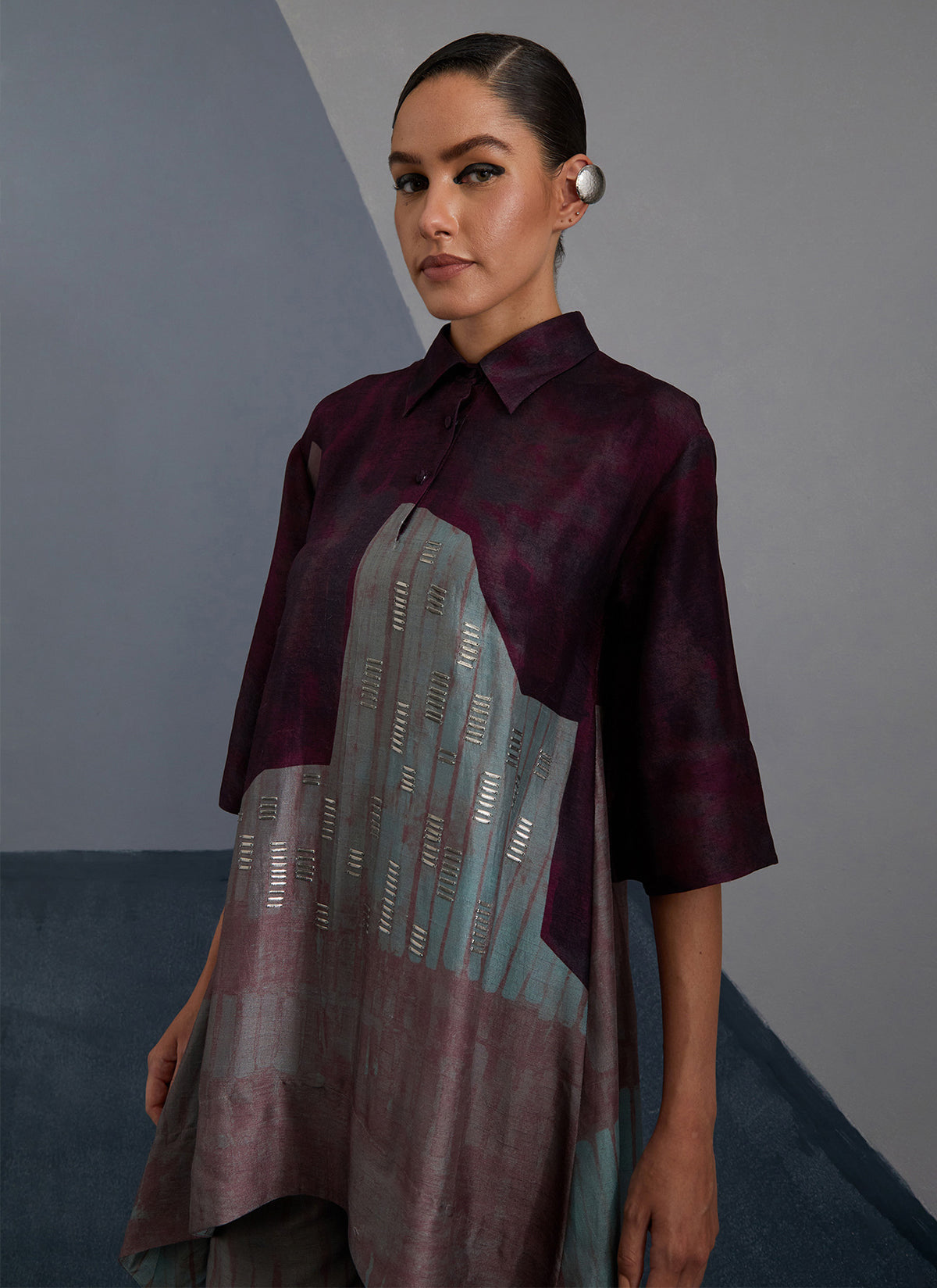 Omen Aubergine & Teal Kurta Set