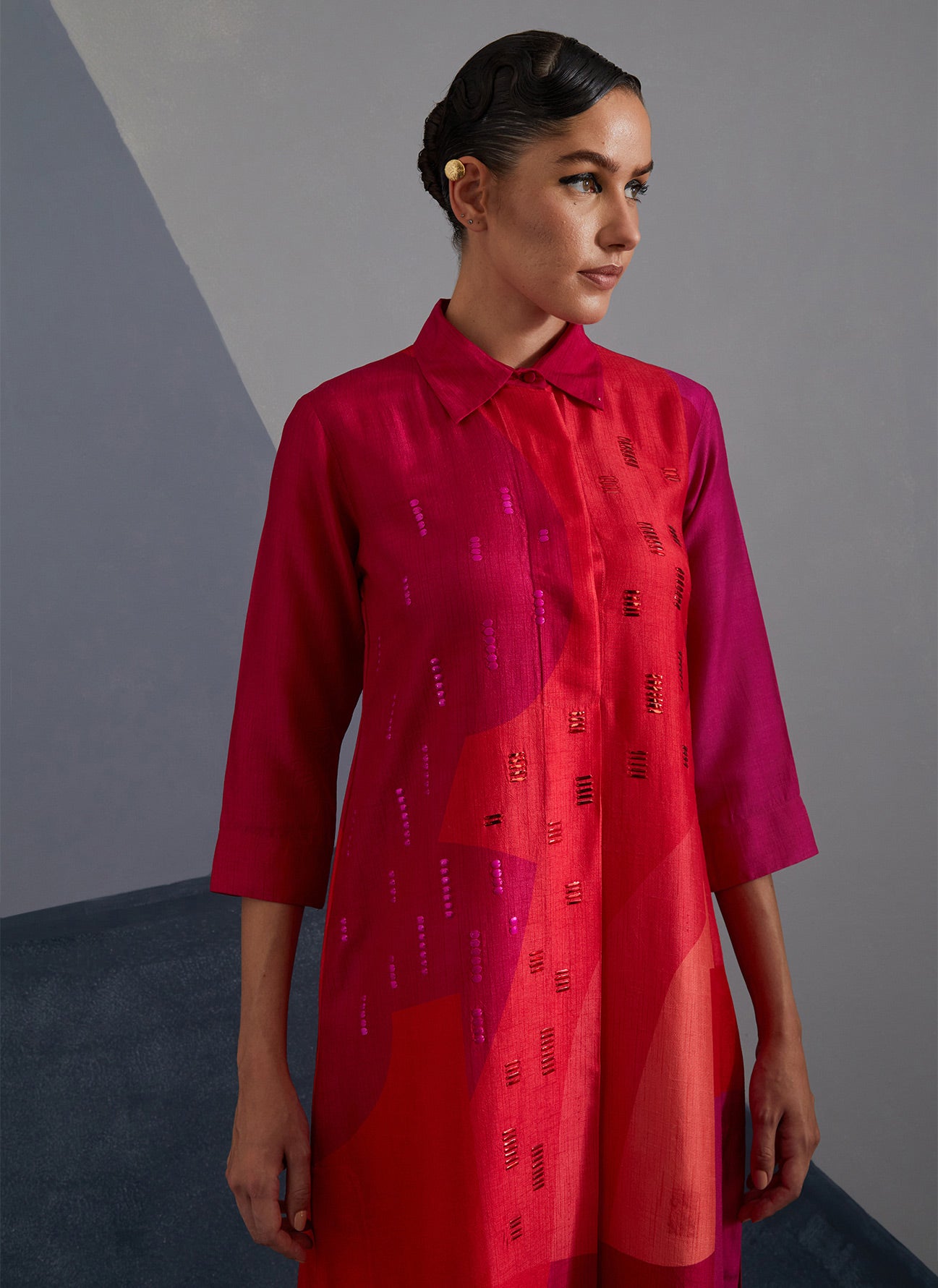 Zenith Vermilion & Fuchsia Kurta Set