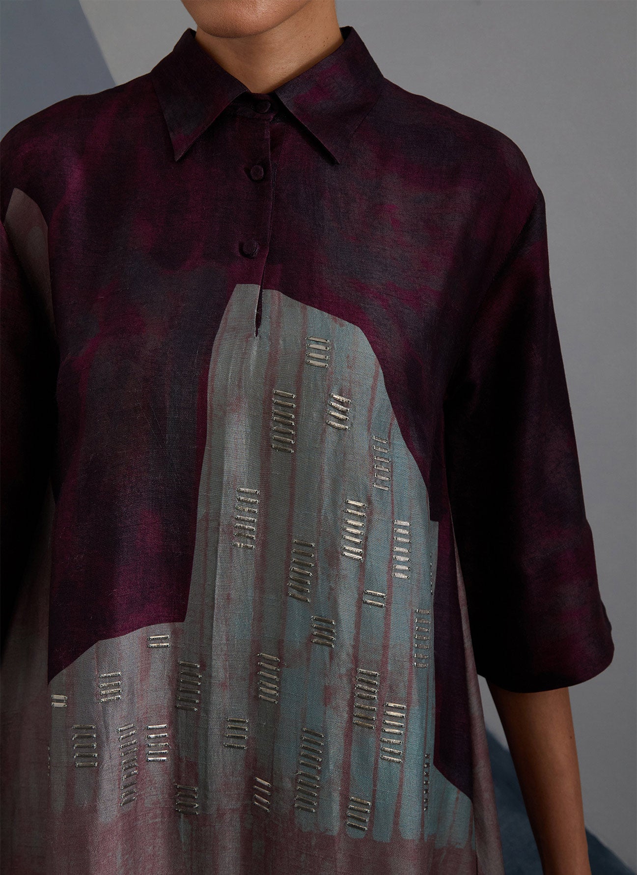 Omen Aubergine & Teal Kurta Set