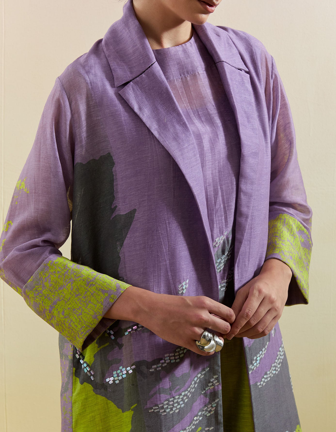 Gliss Lilac & Neon Green Jacket Set