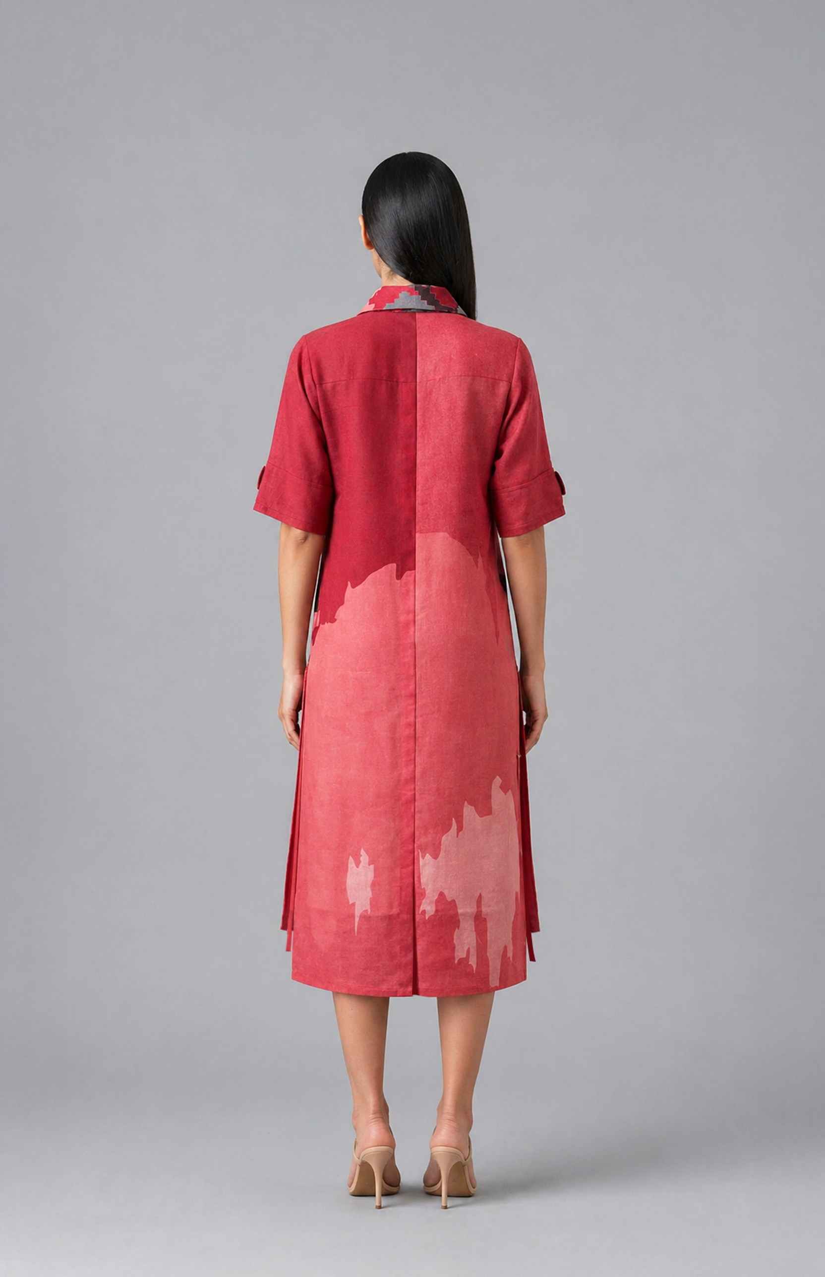 Ikat Cutwork High-Low Dress