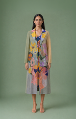 Ikat Cutwork Long Jacket & Dress Set