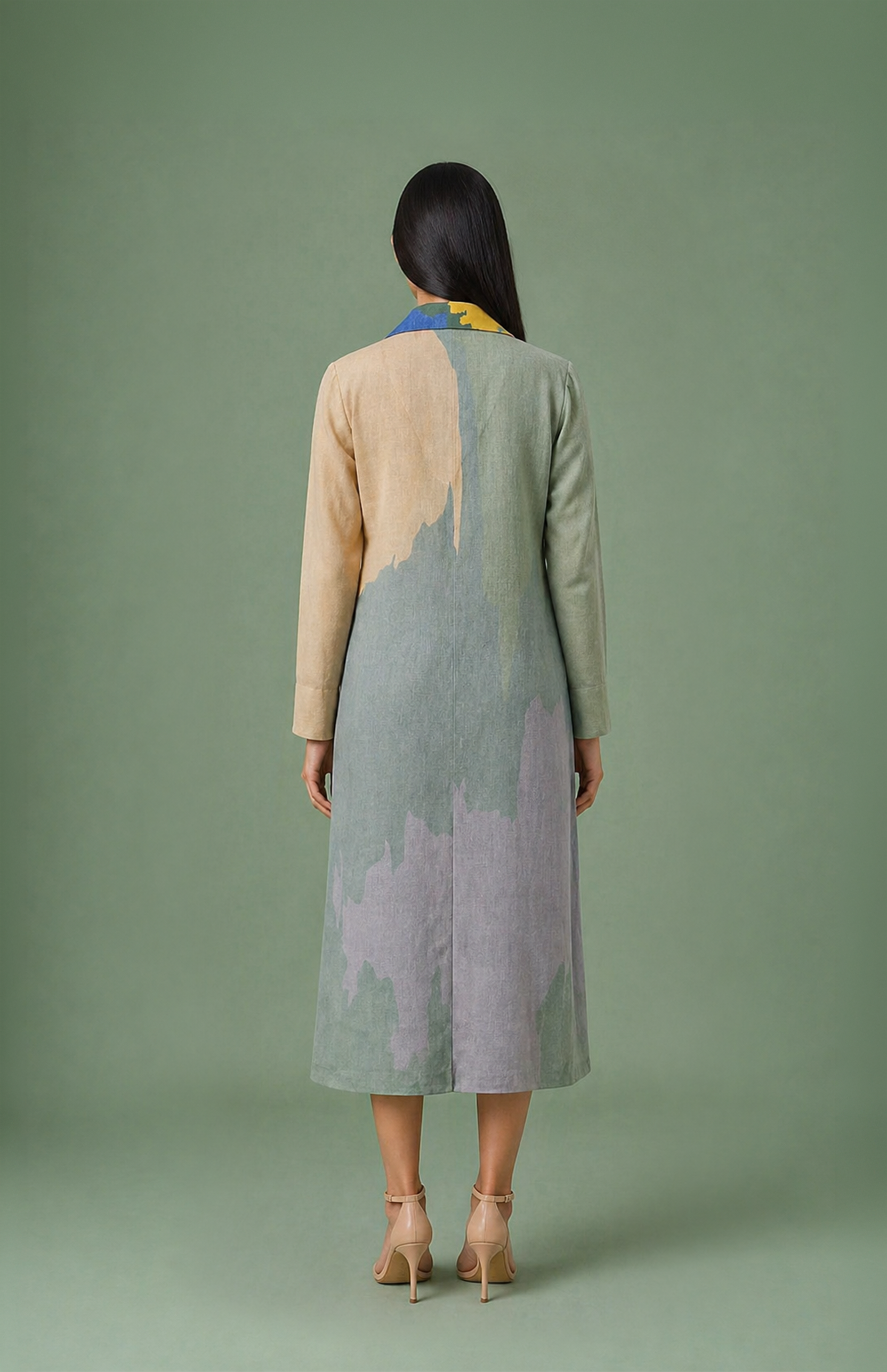 Ikat Cutwork Long Jacket & Dress Set