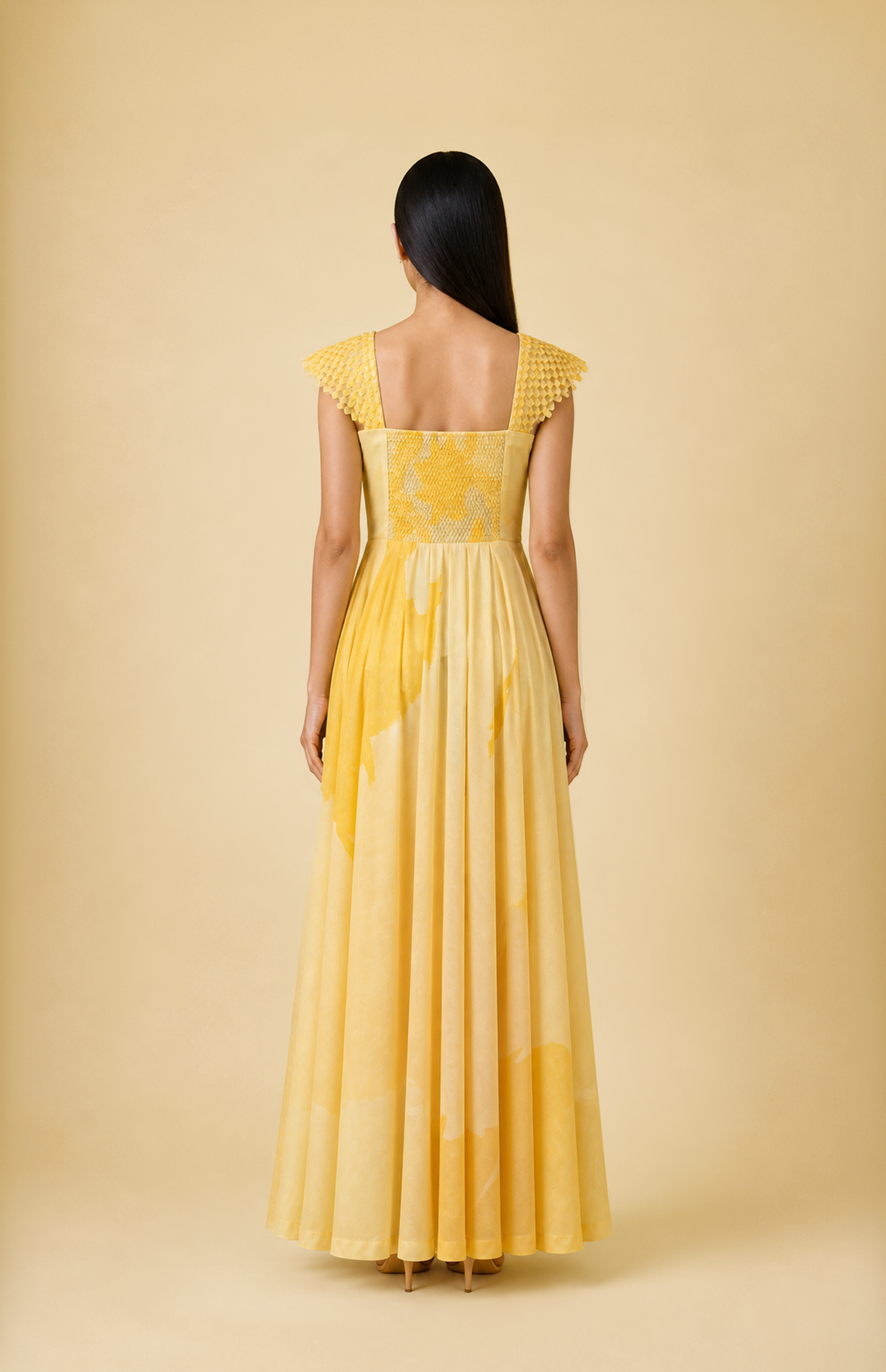 Ikat Cutwork Gown Dress