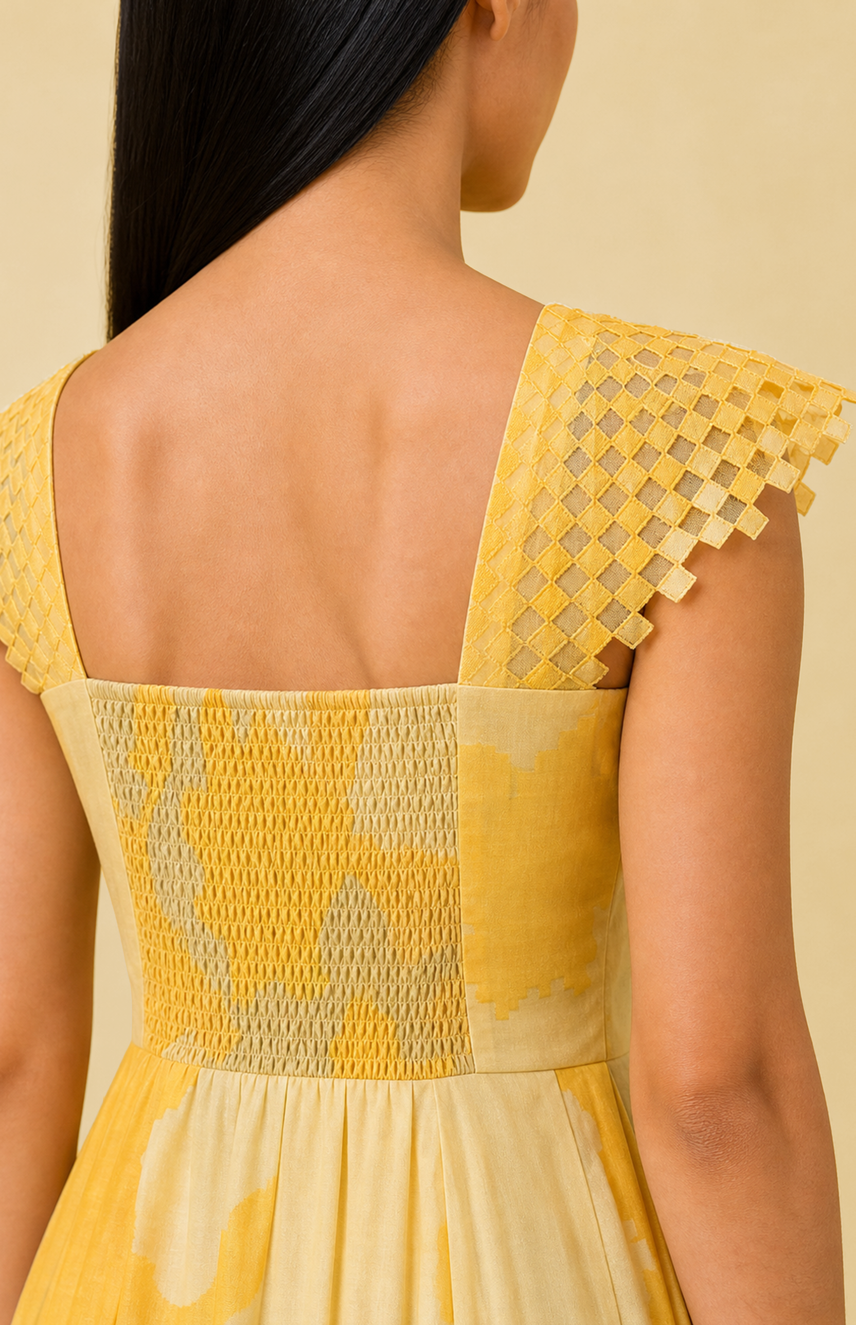 Ikat Cutwork Gown Dress