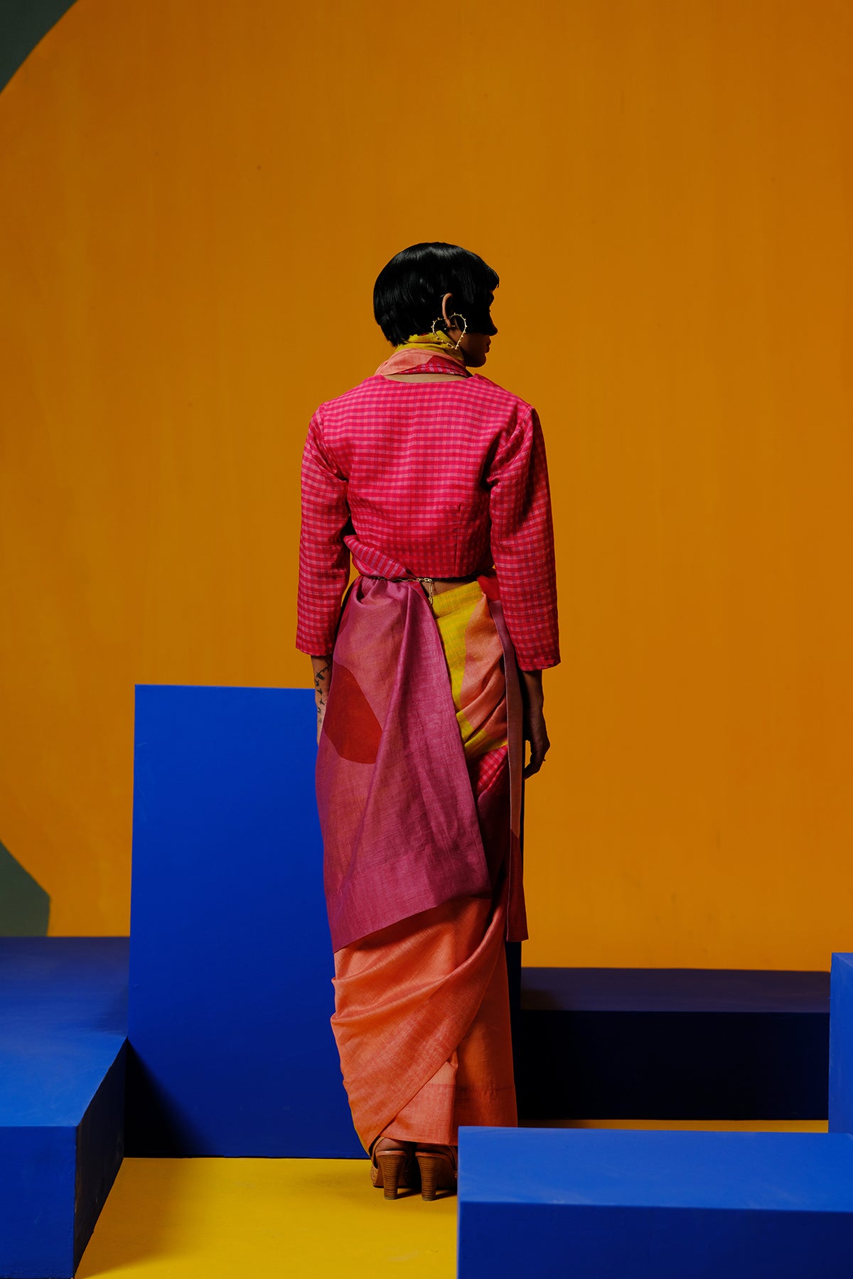 Bough Orange-Red Saree Set