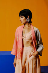 Diffuse Peach & Grey Jacket Set