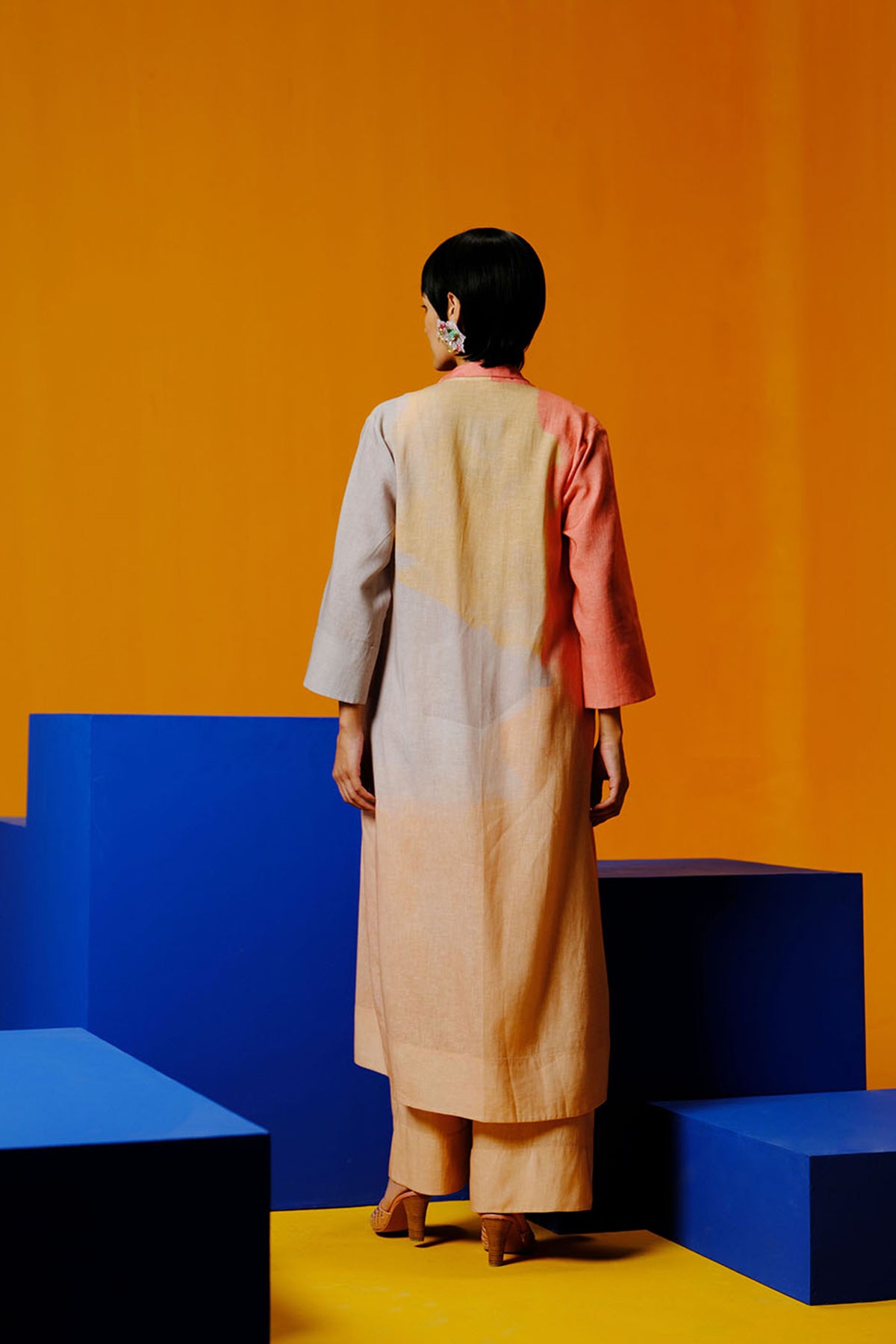 Diffuse Peach & Grey Jacket Set