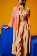 Diffuse Peach & Grey Jacket Set