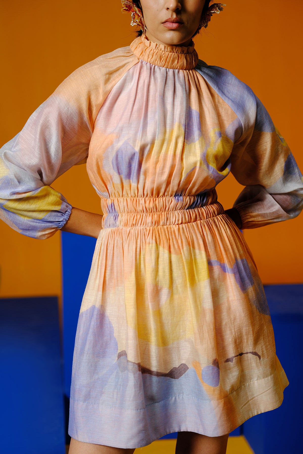 Candy Floss Soft Blue & Orange Dress